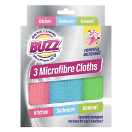 Buzz Silver Microfibre Cloths 3 Pack