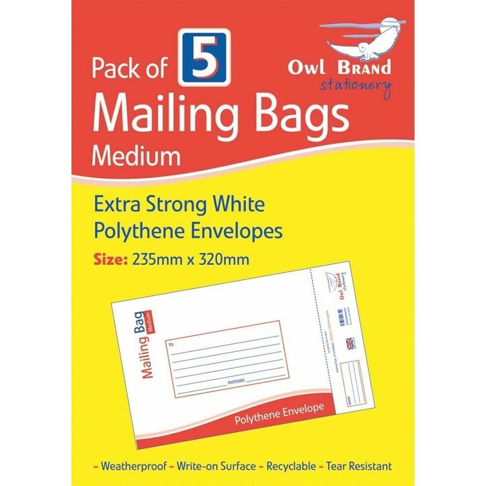 Owl Brand Medium 5 Pack Mailing Bags