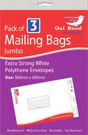 Owl Brand Jumbo 5 Pack Mailing Bags