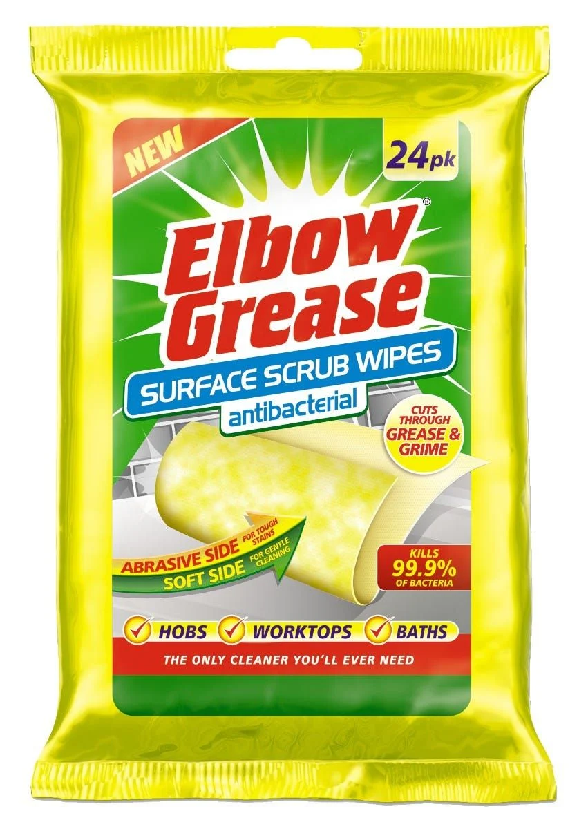 Elbow Grease 24pk Antibacterial Surface Scrub Wipes