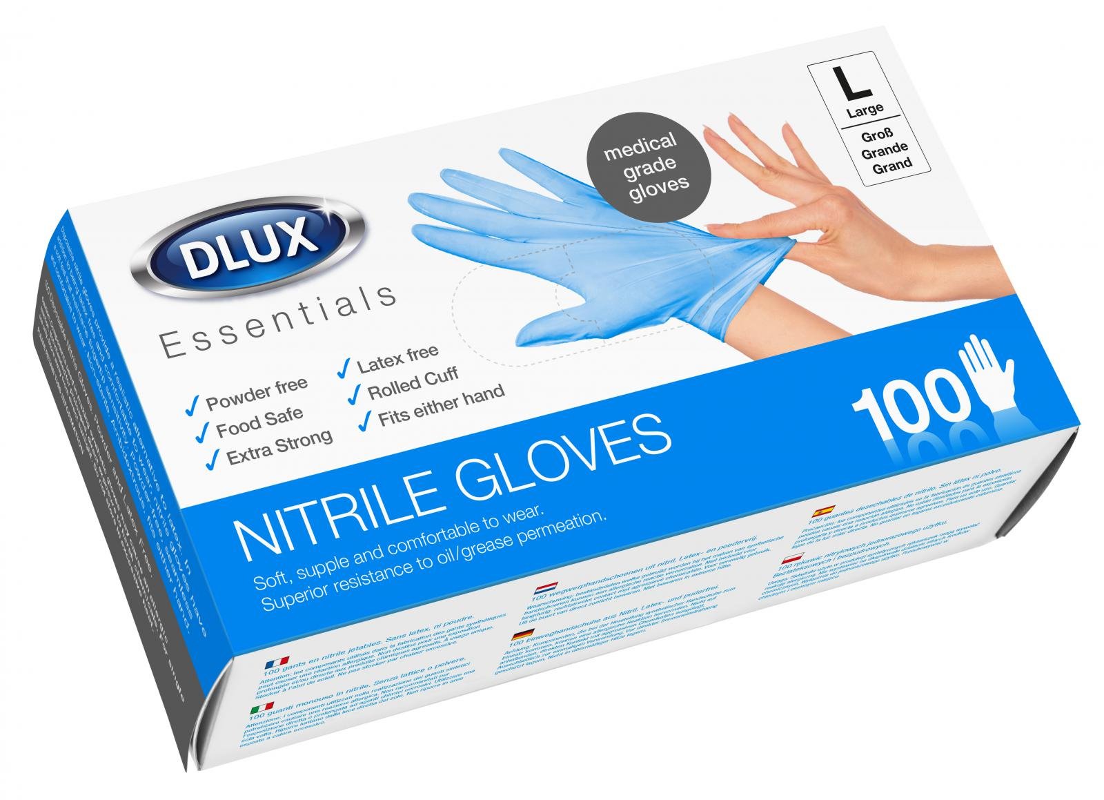 DL Nitrile Gloves 100pk - Blue L