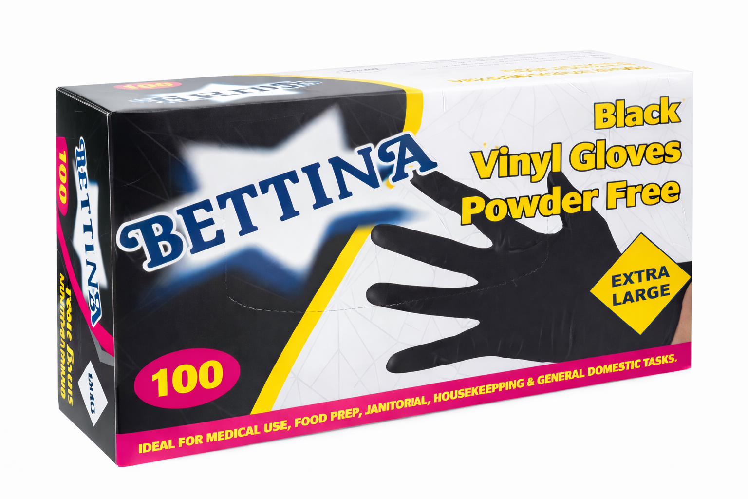 Bettina Black Vinyl Gloves 100pk - XL