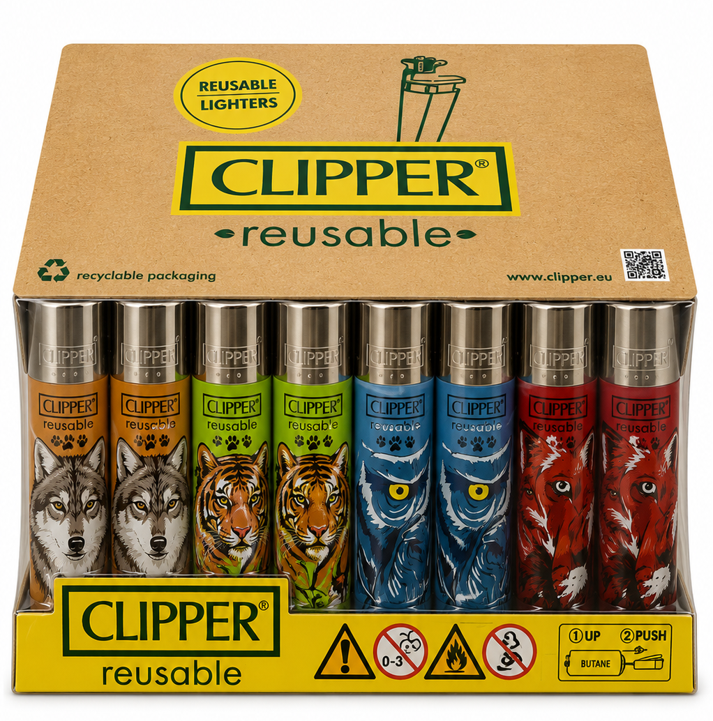 Clipper Lighters x 48 Animal Realism